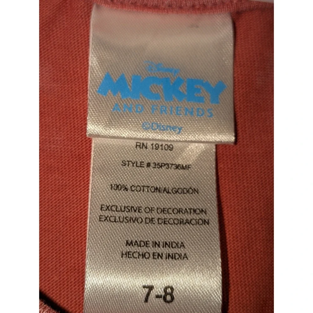 Disney Mickey Friends Kids Mineral Wash 2 Piece Set Red Shirt‎ Pants 7-8 NWOT